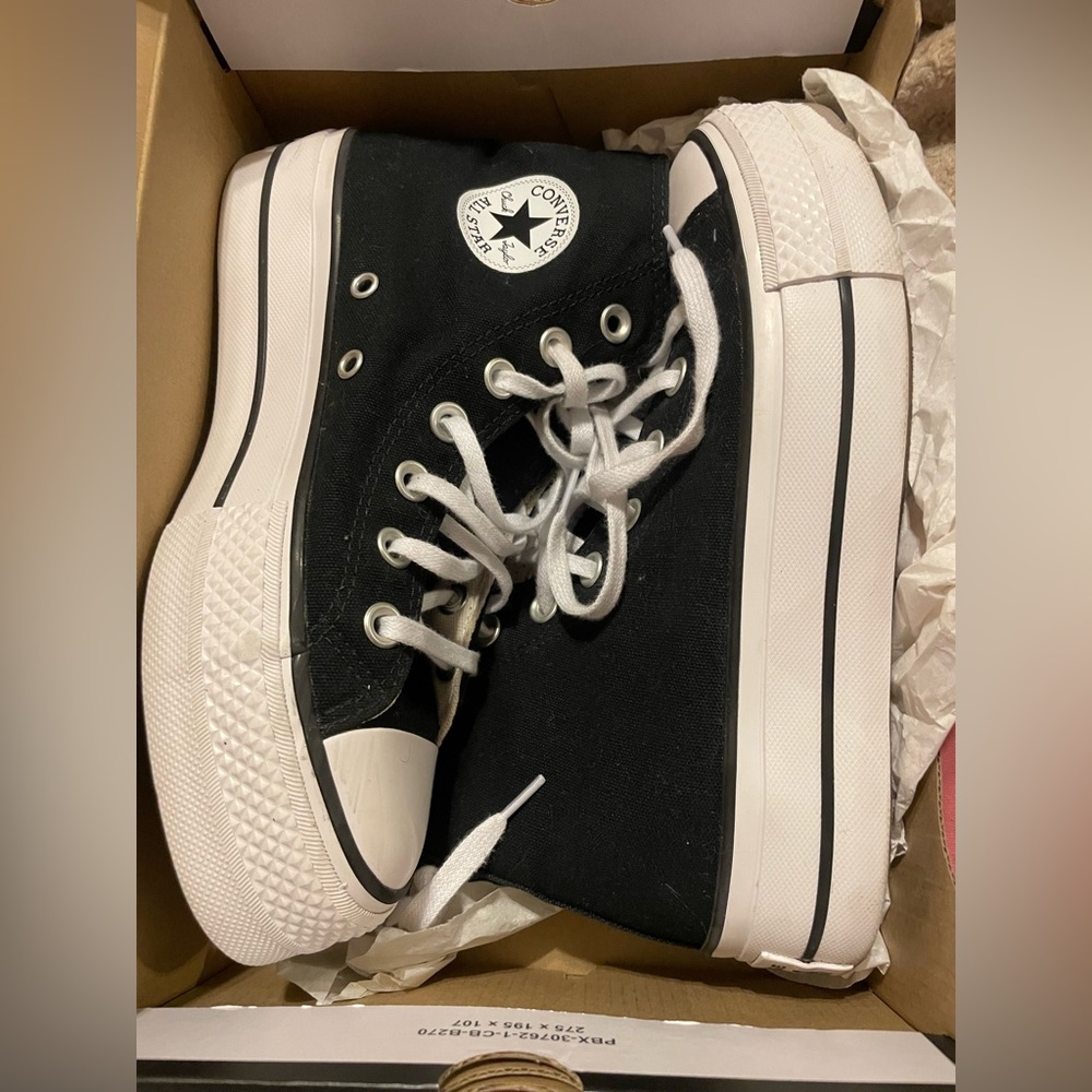 Women’s black & white high-top platform Converse